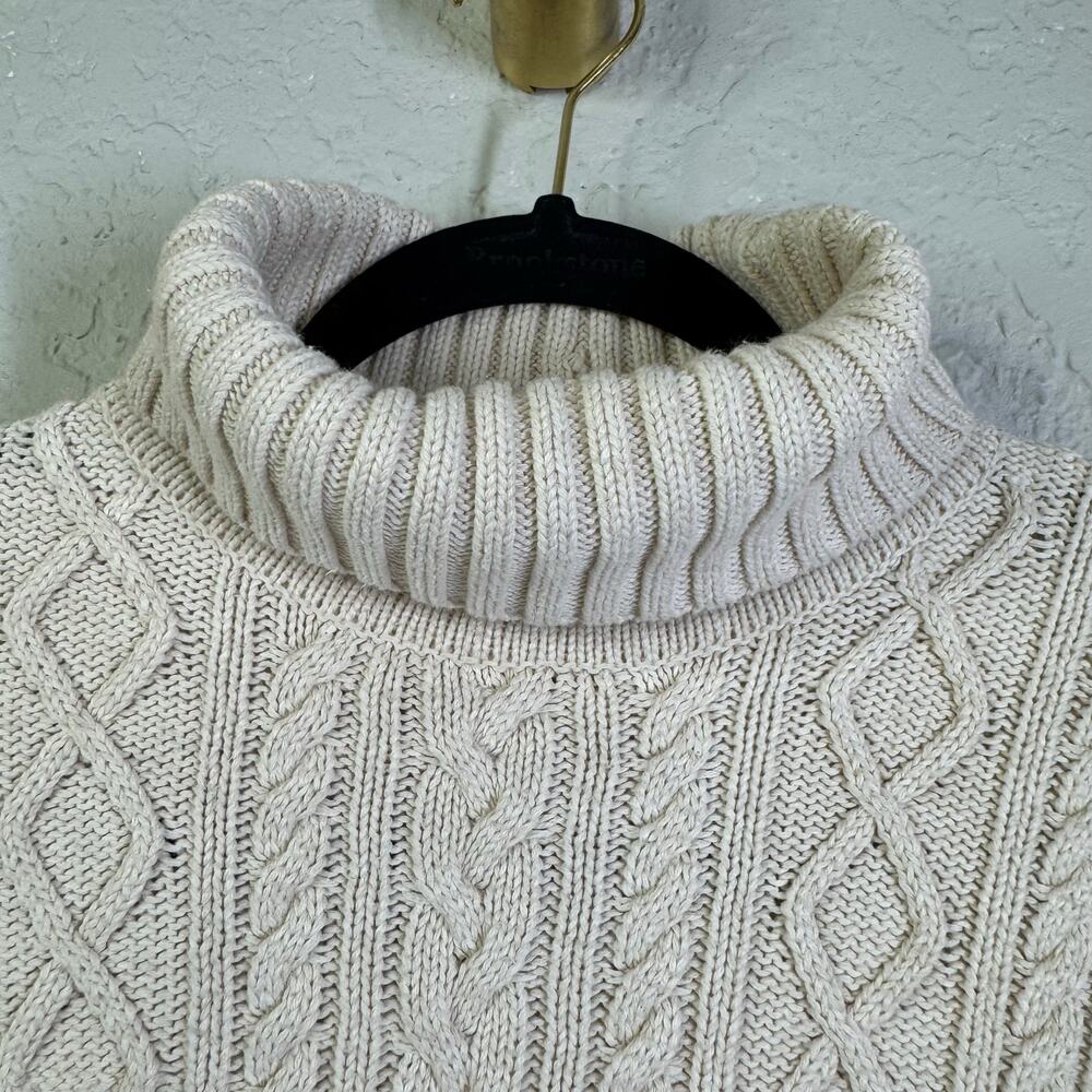 CROFT & BARROW Sweater Large Cable Knit Turtle Neck Cotton Irish Fisherman - Picture 3 of 12